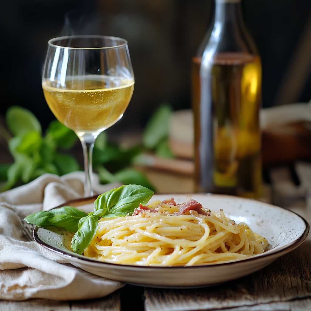honglinh822632 A glass of lemen jus or orange jus sits besid 2baabd61 92b9 411c b76a 152dd42f2daf 0 Spaghetti Carbonara