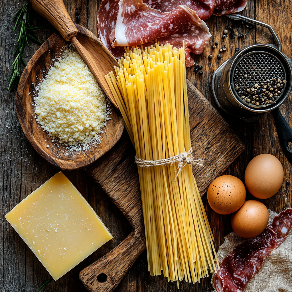 honglinh822632 A top down view of fresh ingredients for Spagh 71c961bd 3cb5 4abc 944f 7f8b7fe1a726 1 Spaghetti Carbonara
