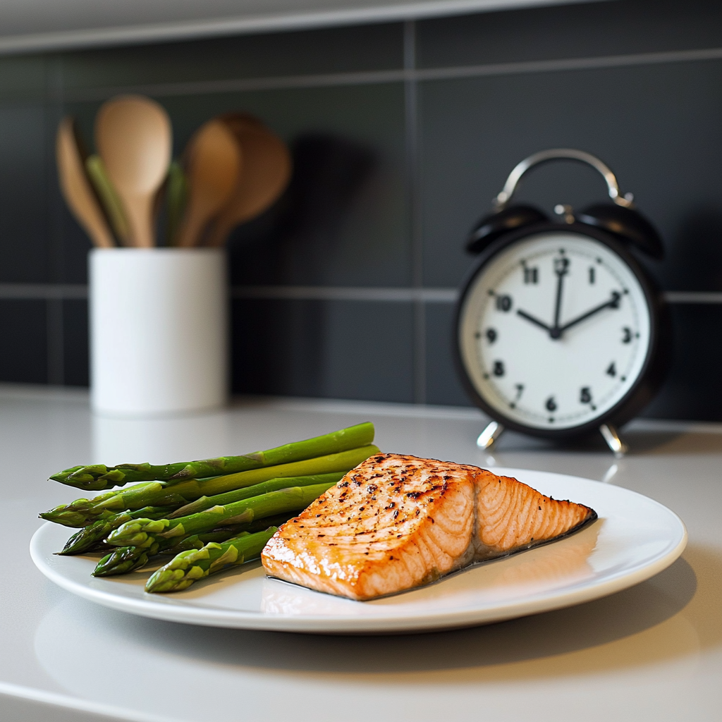 scalboost12 A clean minimalist kitchen countertop with a plat 3e9745b8 131d 40ea a661 54cbc1b5a41b 0 Grilled Salmon with Asparagus