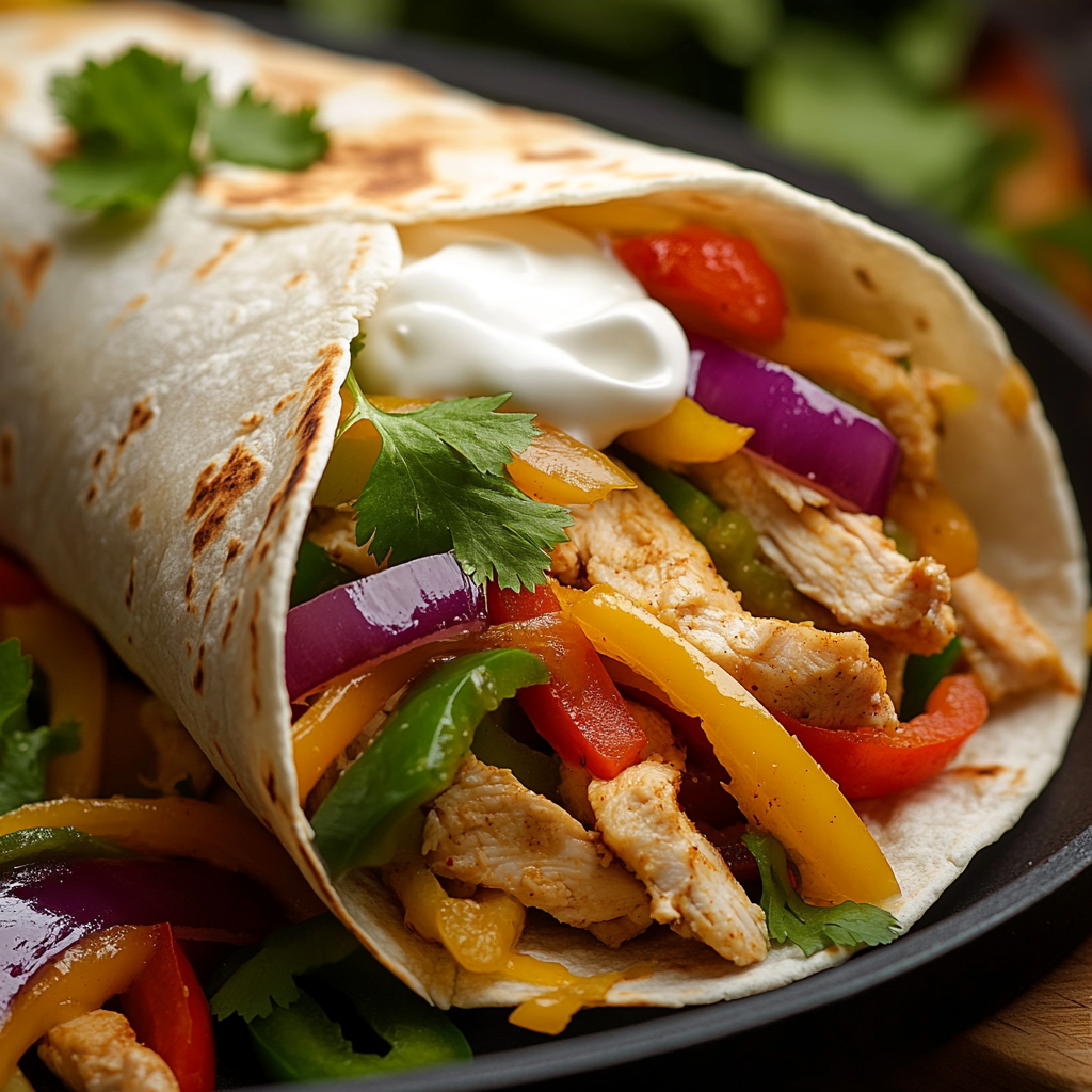 scalboost12 A close up of a delicious chicken fajita wrap fil d45a41b3 9c9c 433a a2f5 cbbed53dd9a0 1 Chicken Fajitas