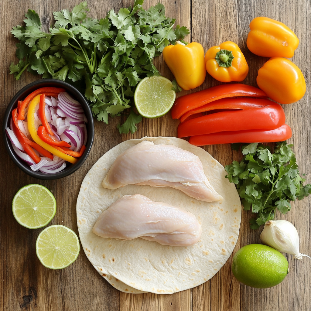 scalboost12 A flat lay of all the ingredients for chicken faj da72fe82 9c21 482d 86b0 953c52eb5984 1 Chicken Fajitas