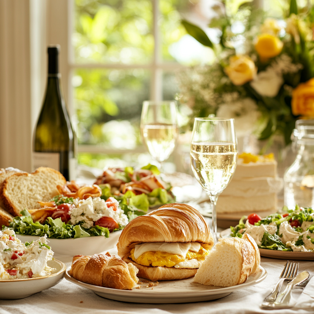 scalboost12 Show a beautifully set breakfast table with a Cro 92cf5ffb 39cf 4e21 88f9 2fd5b2a962b6 1 Croissant Sandwich